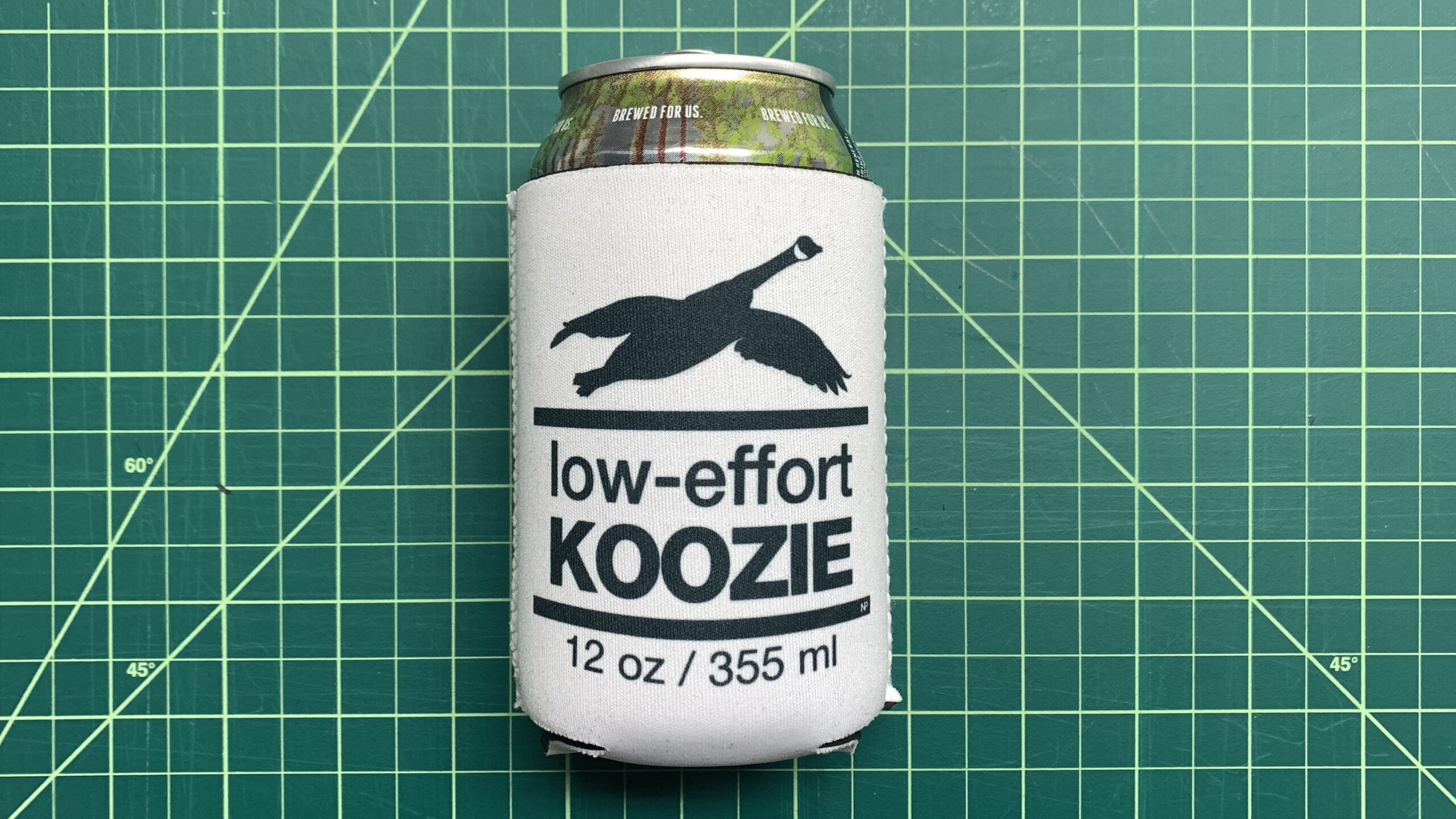 12oz Low effort koozie - on can