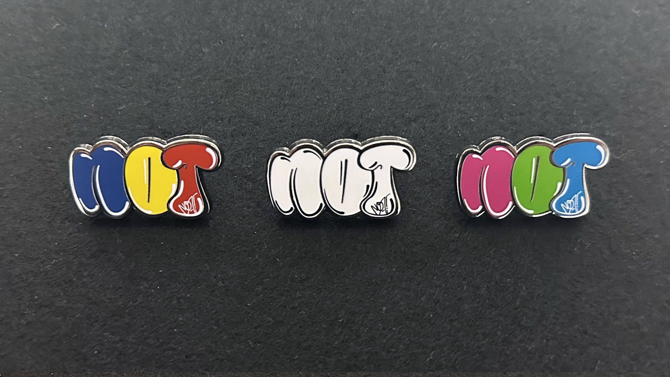 Not Bubble Letters - Enamel Trio