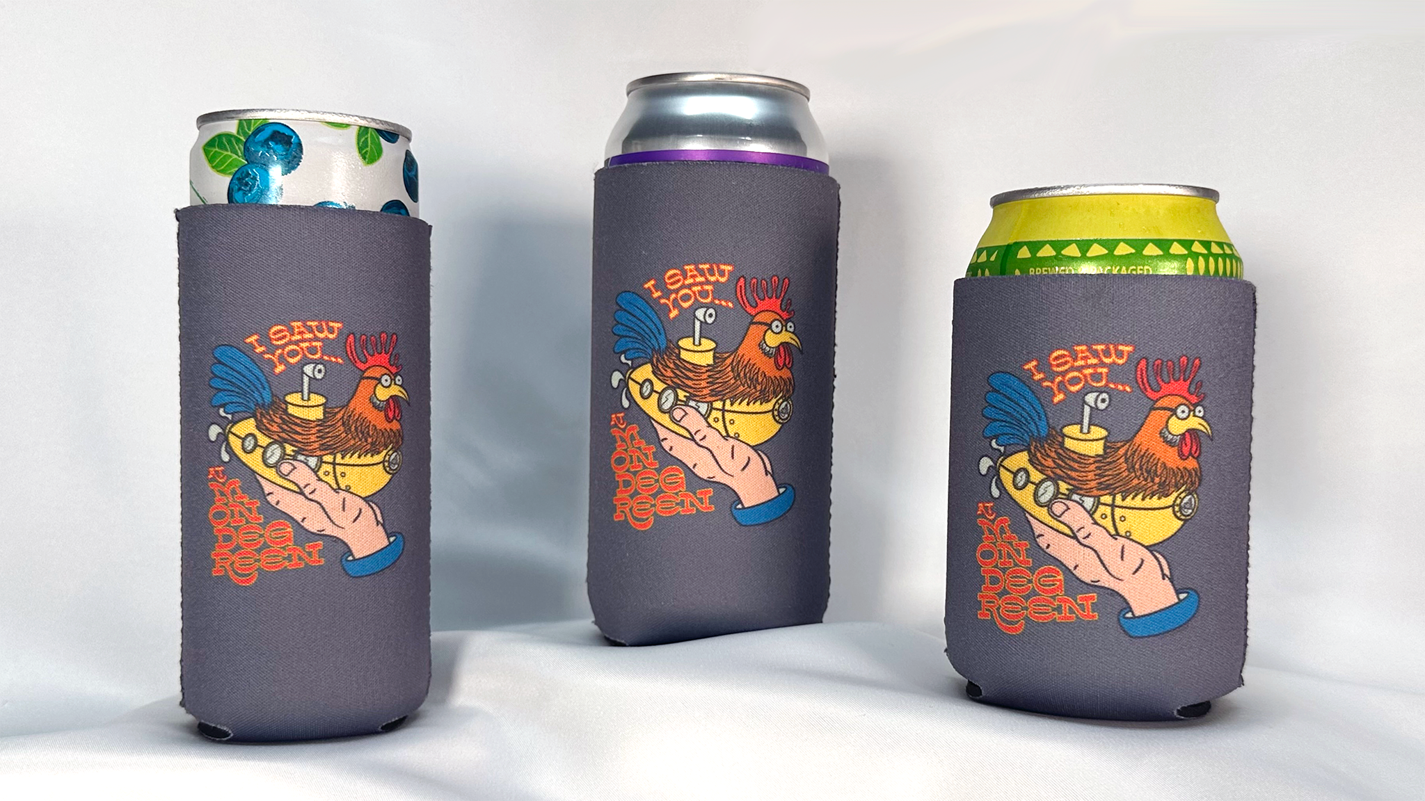 Eugene Pluckey Mondegreen Koozie Trio